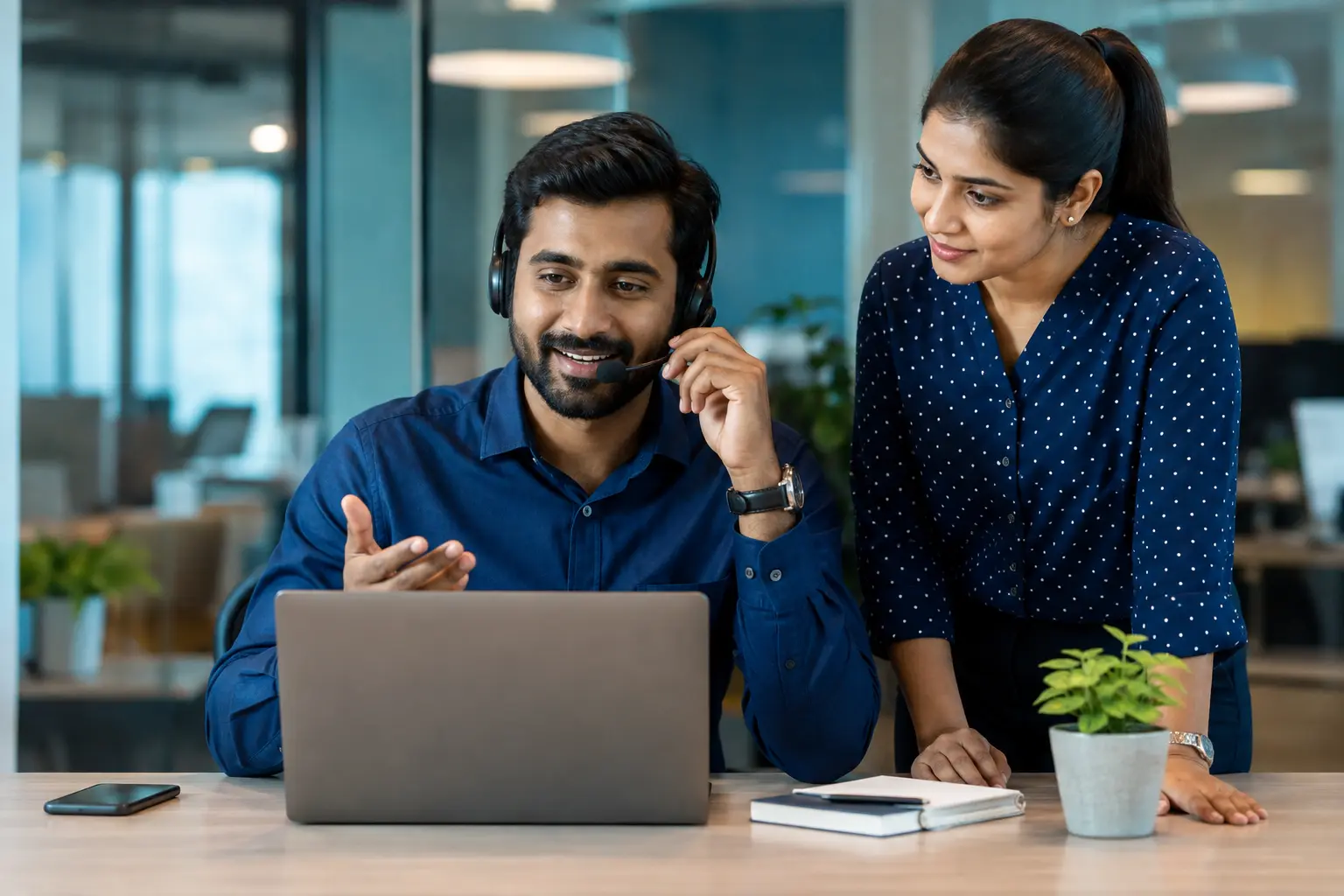Indian customer-support professionals responding to a client enquiry